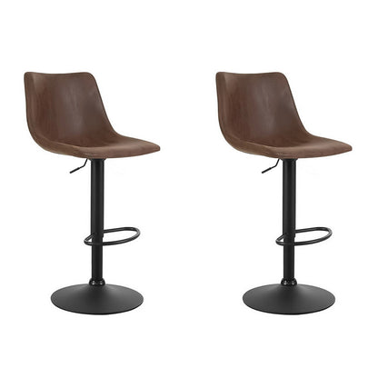 Artiss 2x Bar Stools Vintage Leather Swivel Gas Lift Brown Furniture > Bar Stools & Chairs > Table & Bar Stools