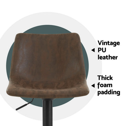 Artiss 4x Bar Stools Vintage Leather Swivel Gas Lift Brown Furniture > Bar Stools & Chairs > Table & Bar Stools