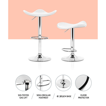 Artiss 4x Bar Stools Leather Gas Lift Chair White Furniture > Bar Stools & Chairs > Table & Bar Stools