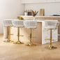 Artiss 4x Bar Stools Gas Lift Velvet Woven Backrest Ivory - Furniture > Bar Stools & Chairs > Table & Bar Stools