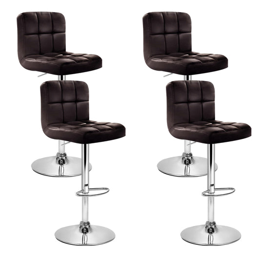Artiss 4x Bar Stools Leather Gas Lift Brown - Furniture > Bar Stools & Chairs > Table & Bar Stools