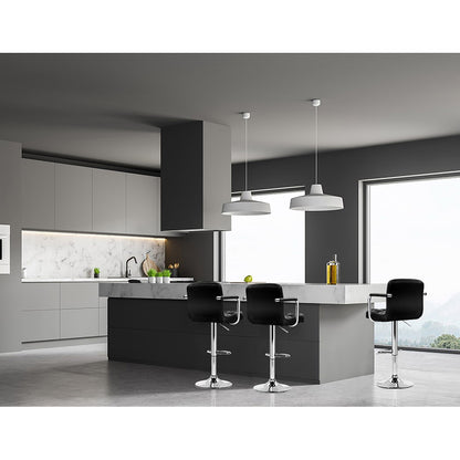 Artiss 4x Bar Stools Leather Gas Lift w/Armrest Black Furniture > Bar Stools & Chairs > Table & Bar Stools