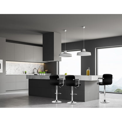 Artiss 4x Bar Stools Leather Gas Lift w/Armrest Black Furniture > Bar Stools & Chairs > Table & Bar Stools