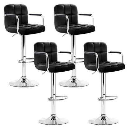 Artiss 4x Bar Stools Leather Gas Lift w/Armrest Black Furniture > Bar Stools & Chairs > Table & Bar Stools