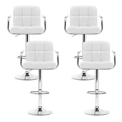 Artiss 4x Bar Stools Leather Gas Lift w/Armrest White - Furniture > Bar Stools & Chairs > Table & Bar Stools