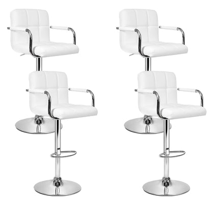 Artiss 4x Bar Stools Leather Gas Lift w/Armrest White - Furniture > Bar Stools & Chairs > Table & Bar Stools