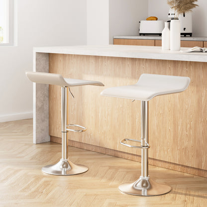 Artiss 2x Bar Stools Faux Leather Chair White - Furniture > Bar Stools & Chairs > Table & Bar Stools