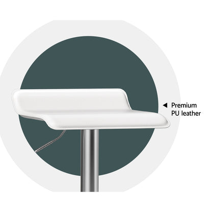 Artiss 2x Bar Stools Faux Leather Chair White - Furniture > Bar Stools & Chairs > Table & Bar Stools