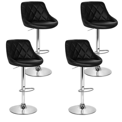 Artiss 4x Bar Stools Leather Padded Gas Lift Black - Furniture > Bar Stools & Chairs > Table & Bar Stools