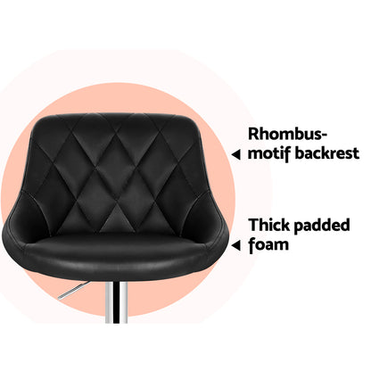 Artiss 4x Bar Stools Leather Padded Gas Lift Black - Furniture > Bar Stools & Chairs > Table & Bar Stools