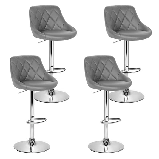Artiss 4x Bar Stools Leather Padded Gas Lift Grey - Furniture > Bar Stools & Chairs > Table & Bar Stools