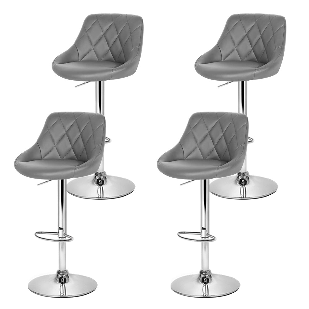 Artiss 4x Bar Stools Leather Padded Gas Lift Grey - Furniture > Bar Stools & Chairs > Table & Bar Stools