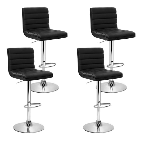Artiss 4x Bar Stools Padded Leather Gas Lift Black - Furniture > Bar Stools & Chairs > Table & Bar Stools