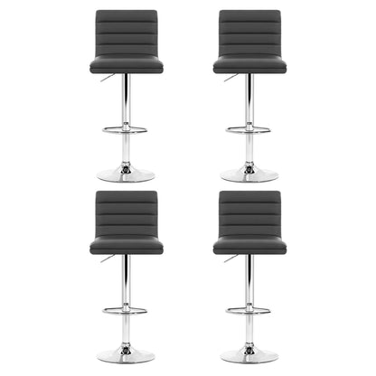 Artiss Set of 4 PU Leather Lined Pattern Bar Stools- Grey and Chrome - Furniture > Bar Stools & Chairs > Table & Bar