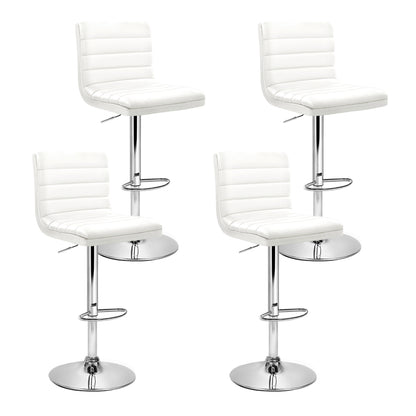 Artiss 4x Bar Stools Padded Leather Gas Lift White - Furniture > Bar Stools & Chairs > Table & Bar Stools