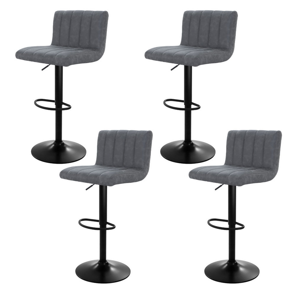 Artiss 4x Bar Stools Vintage Leather Gas Lift Grey - Furniture > Bar Stools & Chairs > Massage Chairs