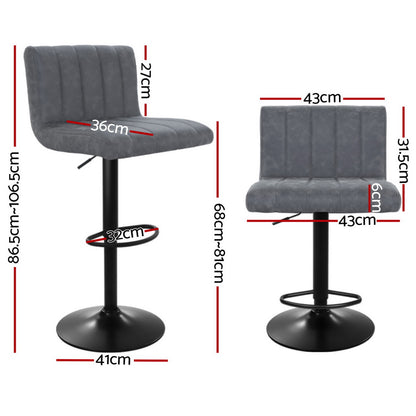 Artiss 4x Bar Stools Vintage Leather Gas Lift Grey - Furniture > Bar Stools & Chairs > Massage Chairs
