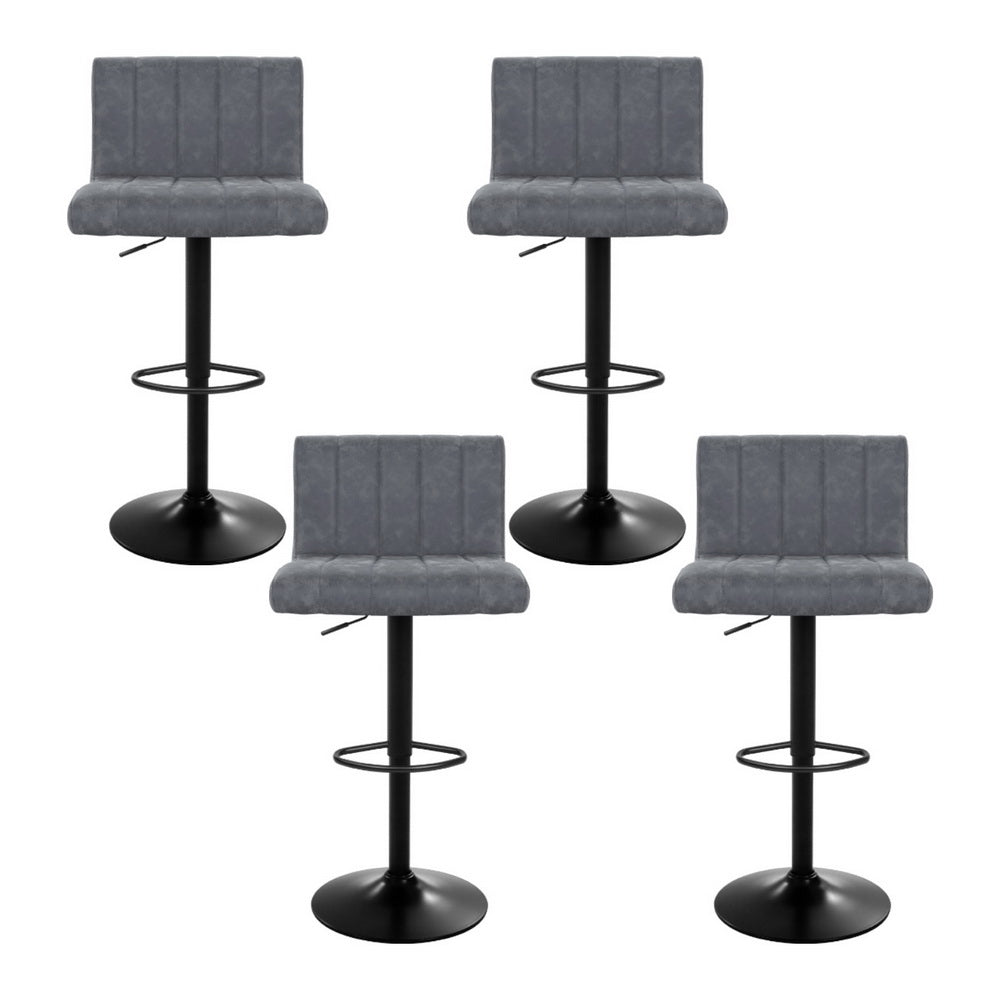Artiss 4x Bar Stools Vintage Leather Gas Lift Grey - Furniture > Bar Stools & Chairs > Massage Chairs