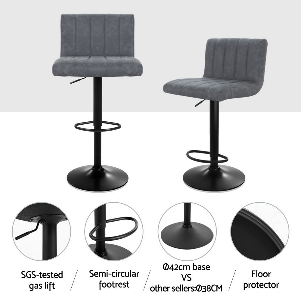 Artiss 4x Bar Stools Vintage Leather Gas Lift Grey - Furniture > Bar Stools & Chairs > Massage Chairs