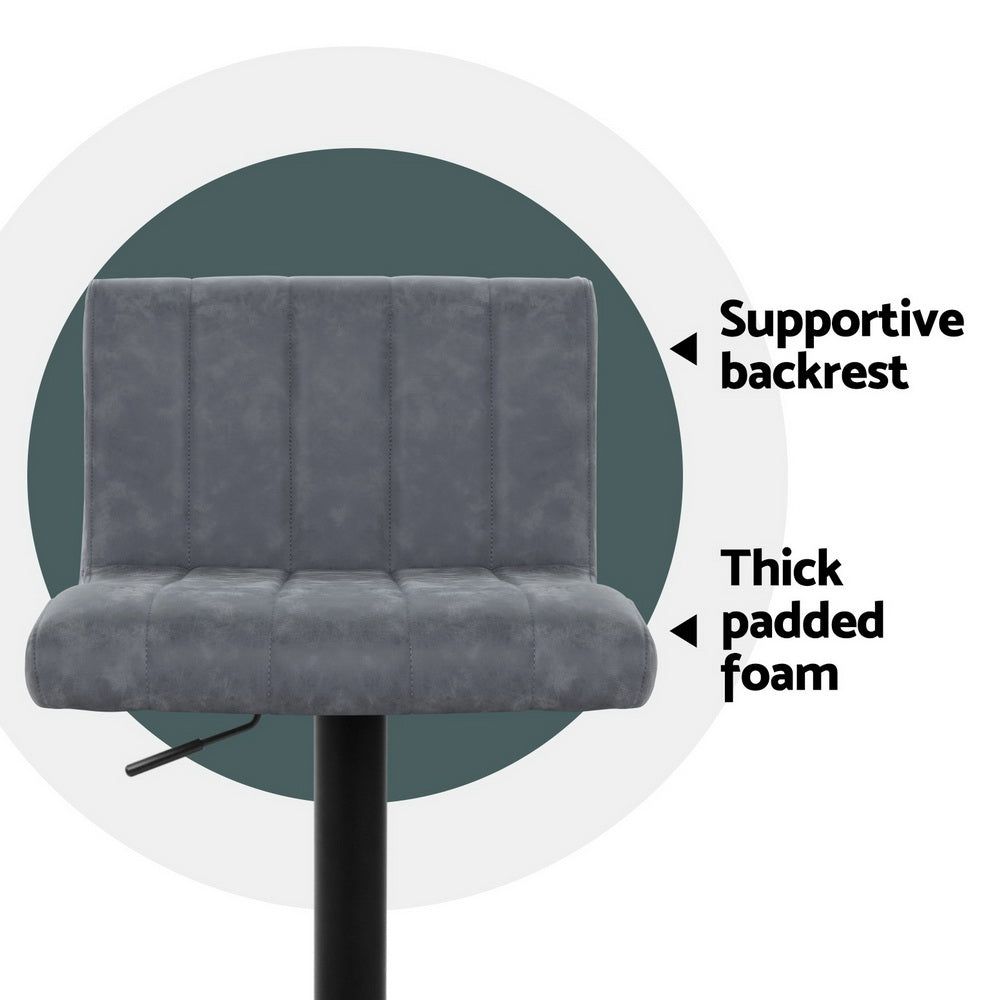 Artiss 4x Bar Stools Vintage Leather Gas Lift Grey - Furniture > Bar Stools & Chairs > Massage Chairs