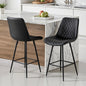 2x Bar Stools Kitchen Dining Chair Counter Stool Diamond PU Leather Black - Furniture > & Chairs Table