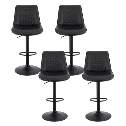 Artiss 4x Bar Stools Kitchen Swivel Gas Lift Counter Chair Diamond Leather Black