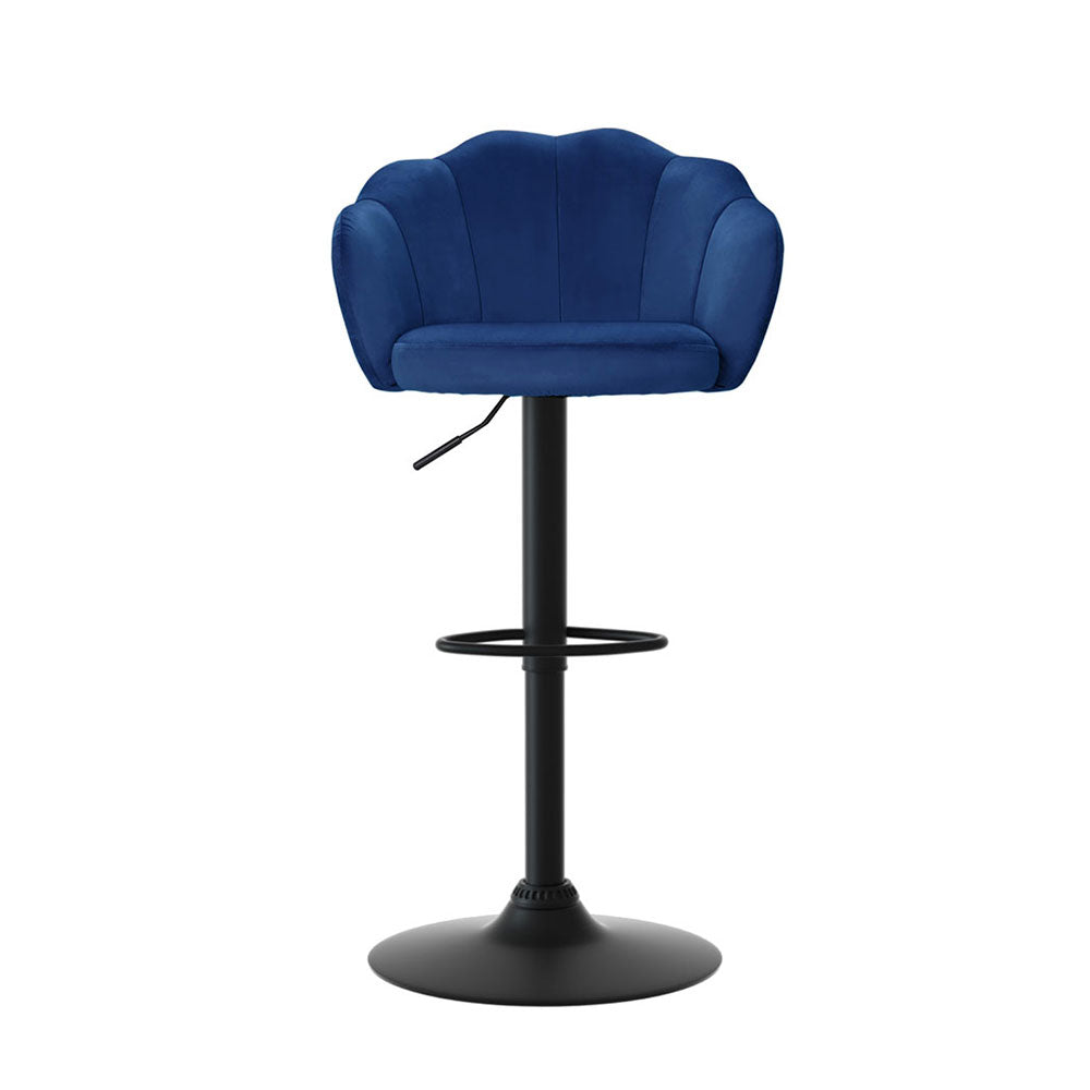 Artiss 4x Bar Stools Gas Lift Velvet Blue - Furniture > Bar Stools & Chairs > Table & Bar Stools