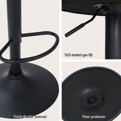 Artiss 4x Bar Stools Gas Lift Velvet Blue - Furniture > Bar Stools & Chairs > Table & Bar Stools