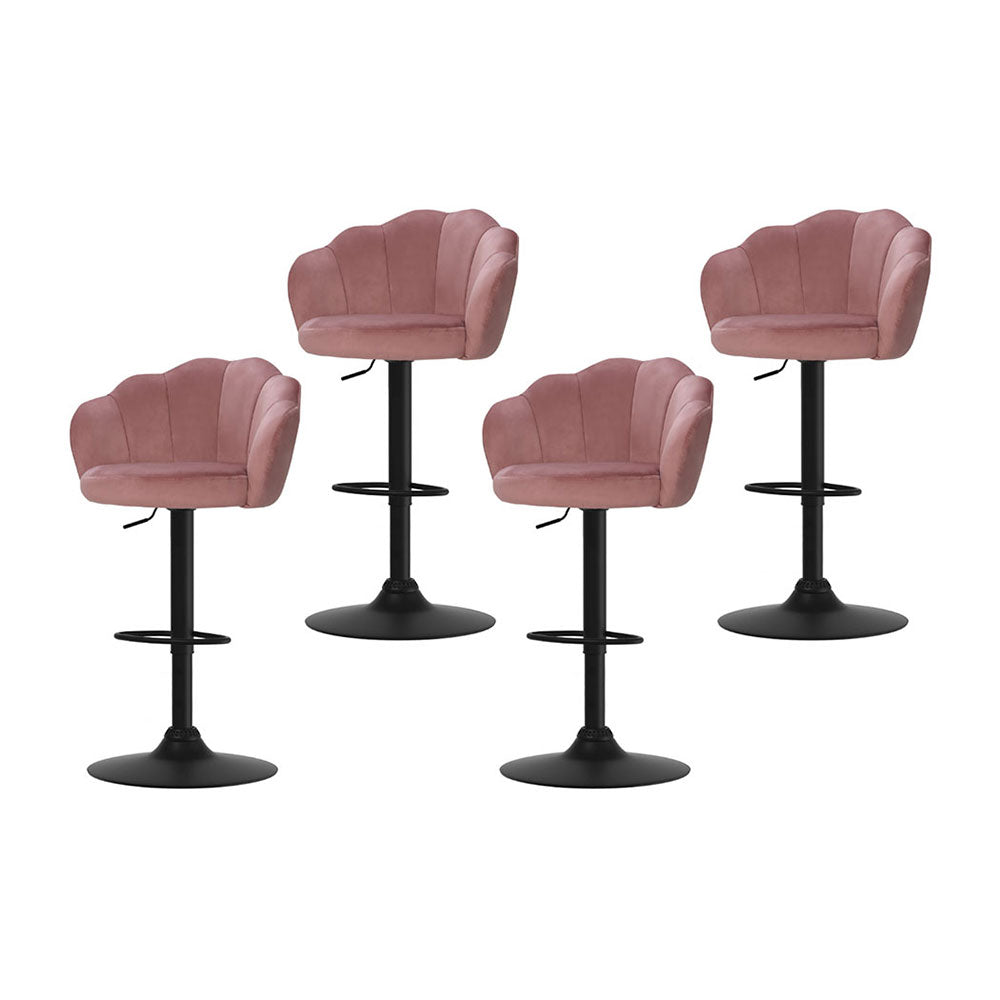 Artiss 4x Bar Stools Gas Lift Velvet Pink - Furniture > Bar Stools & Chairs > Table & Bar Stools