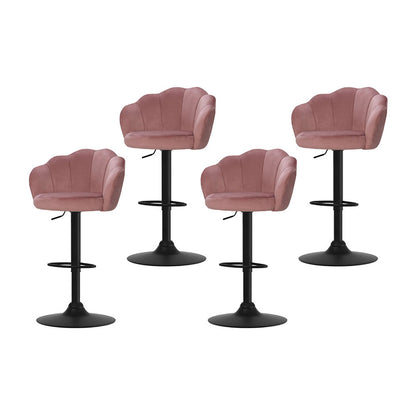 Artiss 4x Bar Stools Gas Lift Velvet Pink - Furniture > Bar Stools & Chairs > Table & Bar Stools