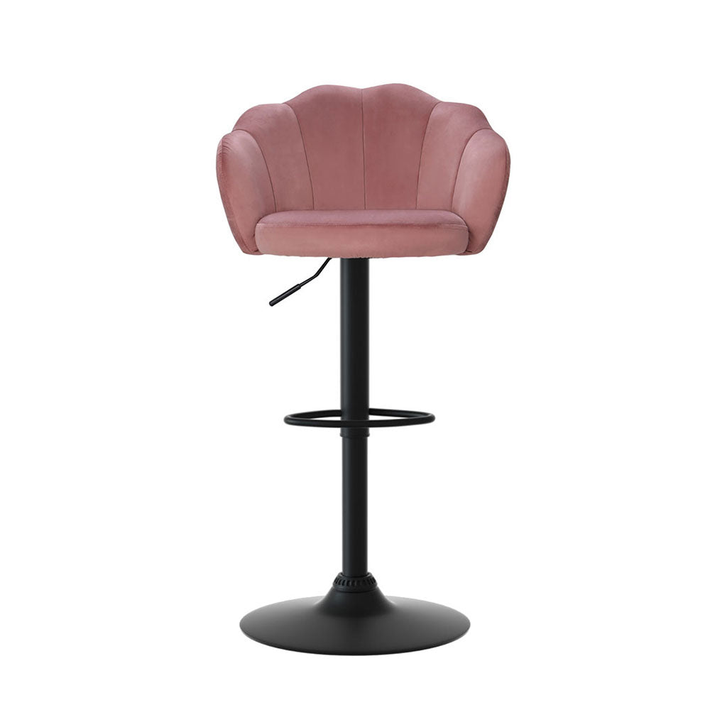 Artiss 4x Bar Stools Gas Lift Velvet Pink - Furniture > Bar Stools & Chairs > Table & Bar Stools