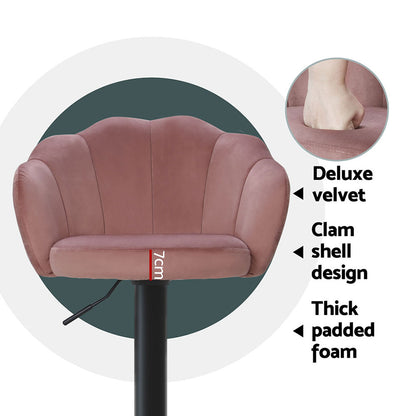 Artiss 4x Bar Stools Gas Lift Velvet Pink - Furniture > Bar Stools & Chairs > Table & Bar Stools