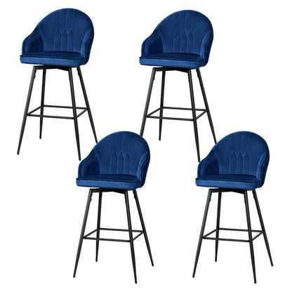 Artiss 4x Bar Stools Velvet Swivel Metal Legs Blue - Furniture > Bar Stools & Chairs > Massage Chairs