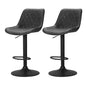 Artiss 2x Bar Stools Gas Lift Vintage Leather Black - Furniture > Bar Stools & Chairs > Table & Bar Stools
