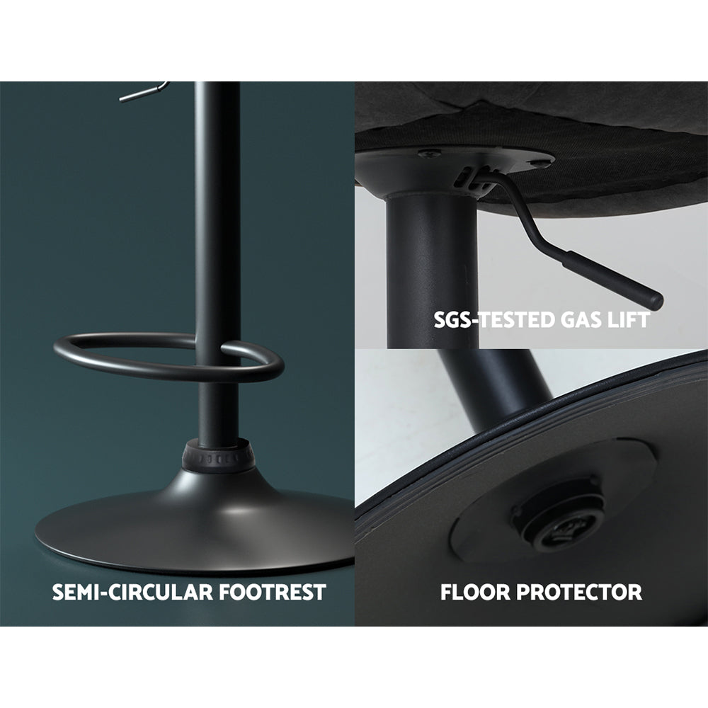 Artiss 2x Bar Stools Gas Lift Vintage Leather Black - Furniture > Bar Stools & Chairs > Table & Bar Stools