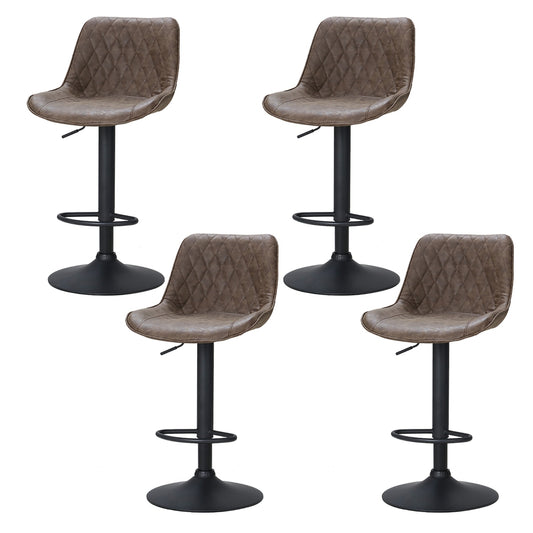 Artiss 4x Bar Stools Gas Lift Vintage Leather Brown - Furniture > Bar Stools & Chairs > Massage Chairs