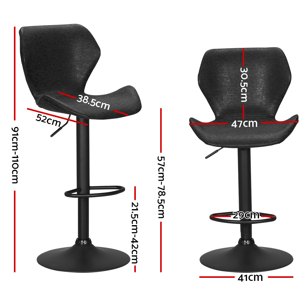 Artiss Bar Stools Kitchen Counter Stools Swivel Gas Lift Vintage Chairs Black x2 - Furniture > Bar Stools & Chairs >