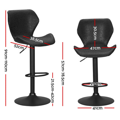 Artiss Bar Stools Kitchen Counter Stools Swivel Gas Lift Vintage Chairs Black x2 - Furniture > Bar Stools & Chairs >
