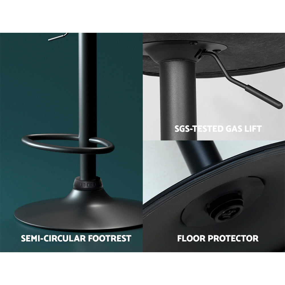 Artiss Bar Stools Kitchen Counter Stools Swivel Gas Lift Vintage Chairs Black x2 - Furniture > Bar Stools & Chairs >
