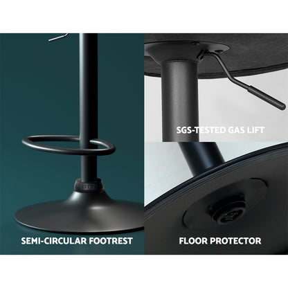 Artiss Bar Stools Kitchen Counter Stools Swivel Gas Lift Vintage Chairs Black x2 - Furniture > Bar Stools & Chairs >