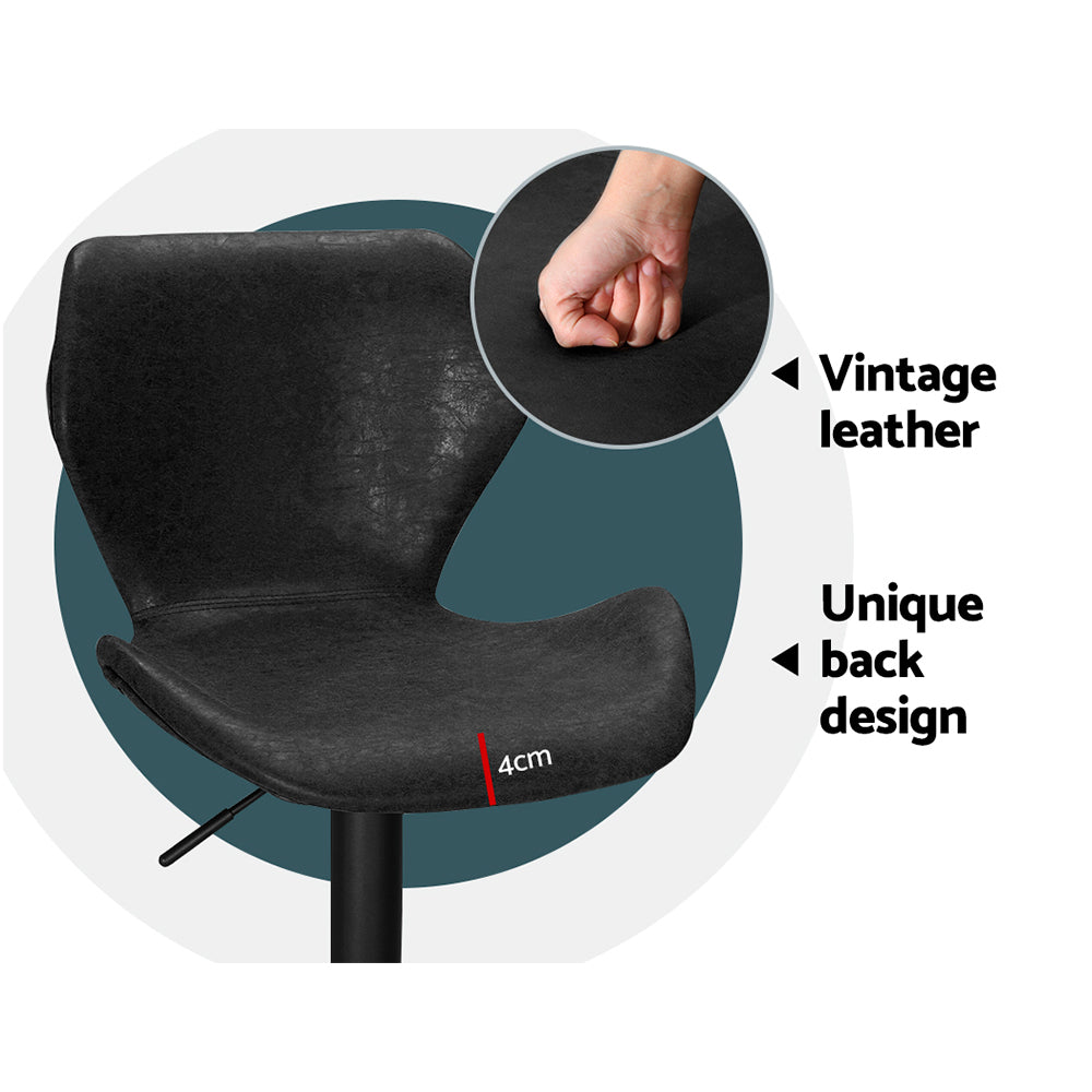 Artiss Bar Stools Kitchen Counter Stools Swivel Gas Lift Vintage Chairs Black x2 - Furniture > Bar Stools & Chairs >