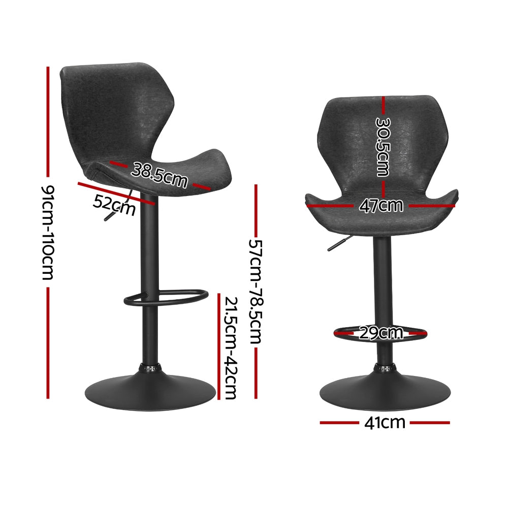 Artiss 4x Bar Stools Vintage Leather Gas Lift Black - Furniture > Bar Stools & Chairs > Massage Chairs