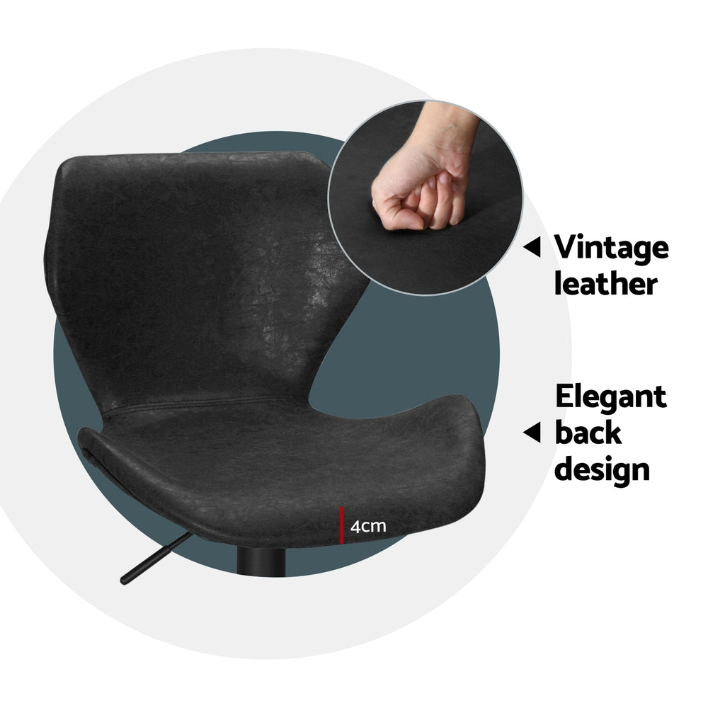 Artiss 4x Bar Stools Vintage Leather Gas Lift Black - Furniture > Bar Stools & Chairs > Massage Chairs