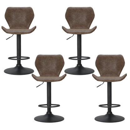 Artiss 4x Bar Stools Vintage Leather Gas Lift Brown - Furniture > Bar Stools & Chairs > Massage Chairs