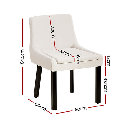 Artiss Dining Chairs Set of 2 Corduroy Wooden Beige Furniture > Dining > Kitchen & Dining Chairs