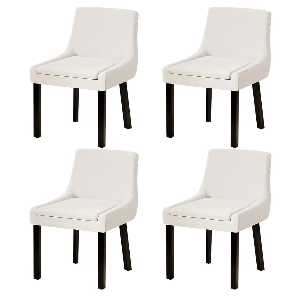 Artiss Dining Chairs Set of 4 Corduroy Wooden Beige - Furniture > Dining > Kitchen & Dining Chairs