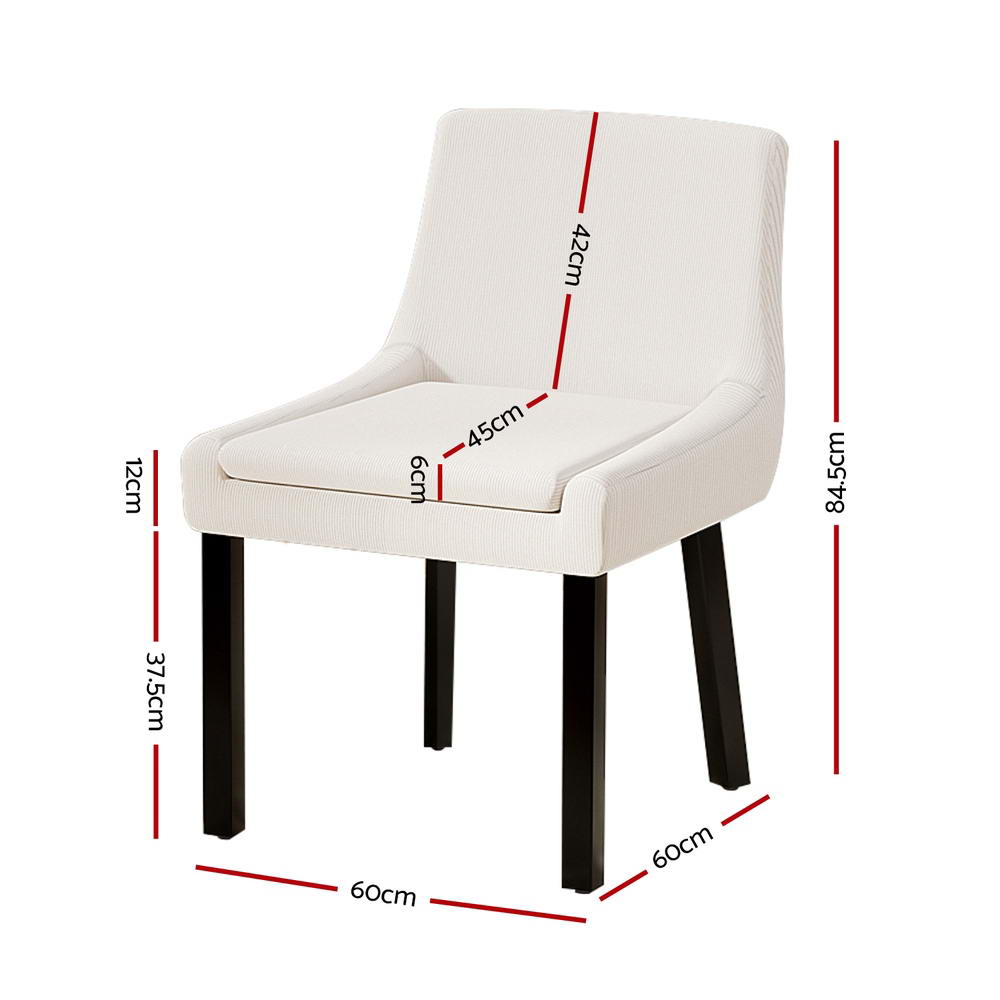 Artiss Dining Chairs Set of 4 Corduroy Wooden Beige - Furniture > Dining > Kitchen & Dining Chairs