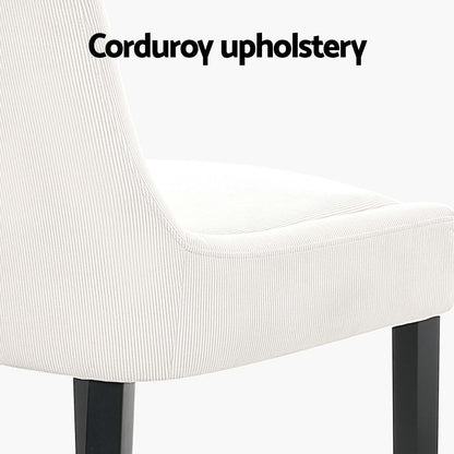 Artiss Dining Chairs Set of 4 Corduroy Wooden Beige - Furniture > Dining > Kitchen & Dining Chairs
