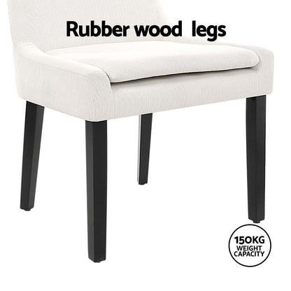 Artiss Dining Chairs Set of 4 Corduroy Wooden Beige - Furniture > Dining > Kitchen & Dining Chairs