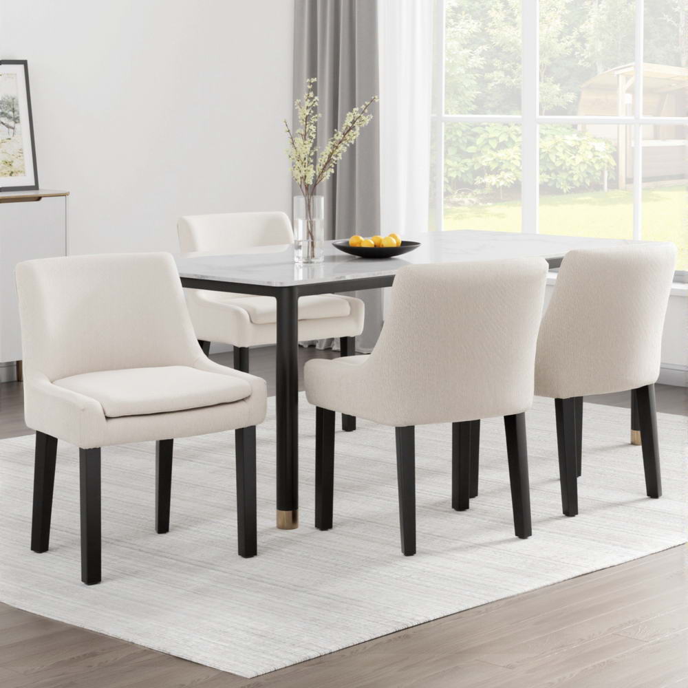 Artiss Dining Chairs Set of 4 Corduroy Wooden Beige - Furniture > Dining > Kitchen & Dining Chairs
